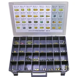 3/16 and 1/4 Tube Nut, Union, Adapter Fitting Assortment, 32 SKU