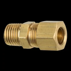 Brass Compression Connector, 3/8" Tube, Male (1/4-18 NPT)