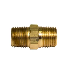 Brass Hex Nipple, 1-7/16 Length, Male (3/8-18 NPT)