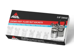 Crows Feet Adjustable Flare Nut Sockets, 3/8" Drive, 6 Piece Metric Set