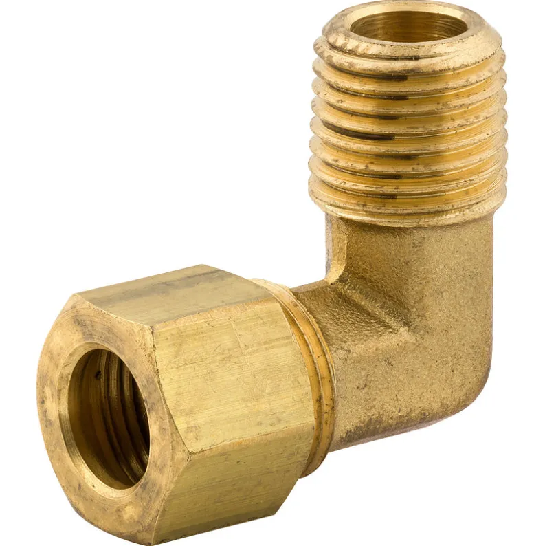Elbow Connector Compression, Brass, 3/8" (1/4 NPTM), Bag of 1