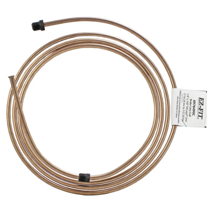 EZ-Fit Nickel Copper Brake Line - 1/4" x 100", (7/16-24 I)(1/2-20 I)