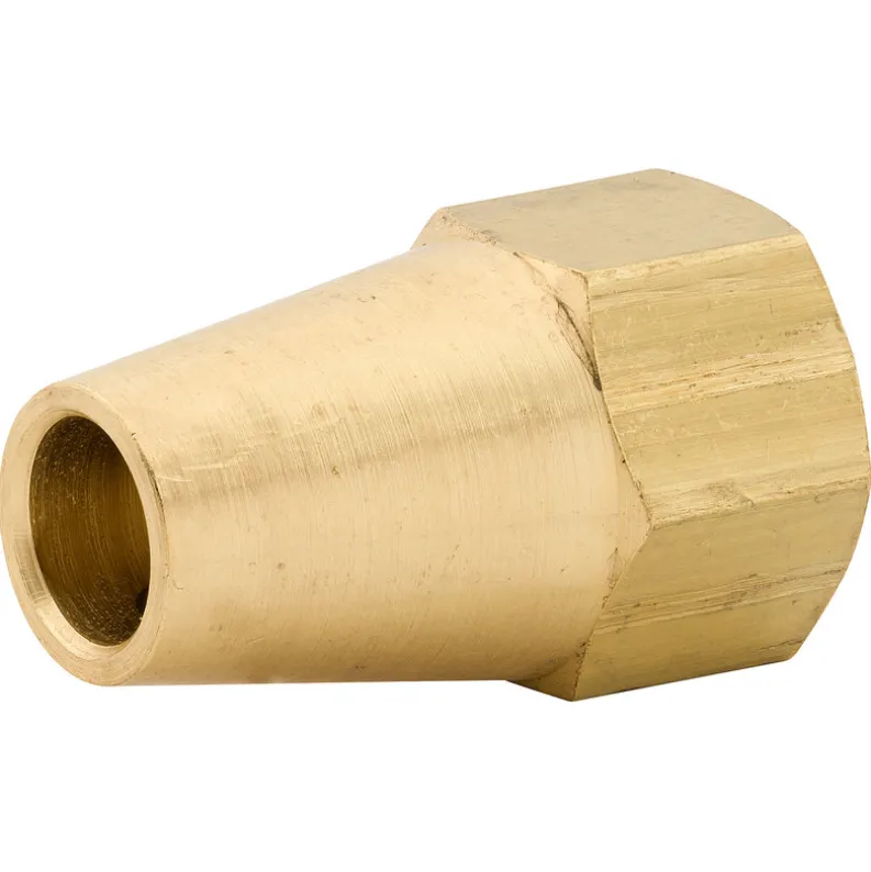 Female Long Nut, Brass, 3/8" (5/8-18 SAE), Bag of 1