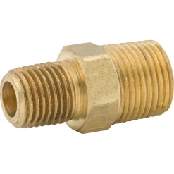 Hex Nipple, Brass, 3/8 NPTM, 1/4 NPTM, Bag of 1