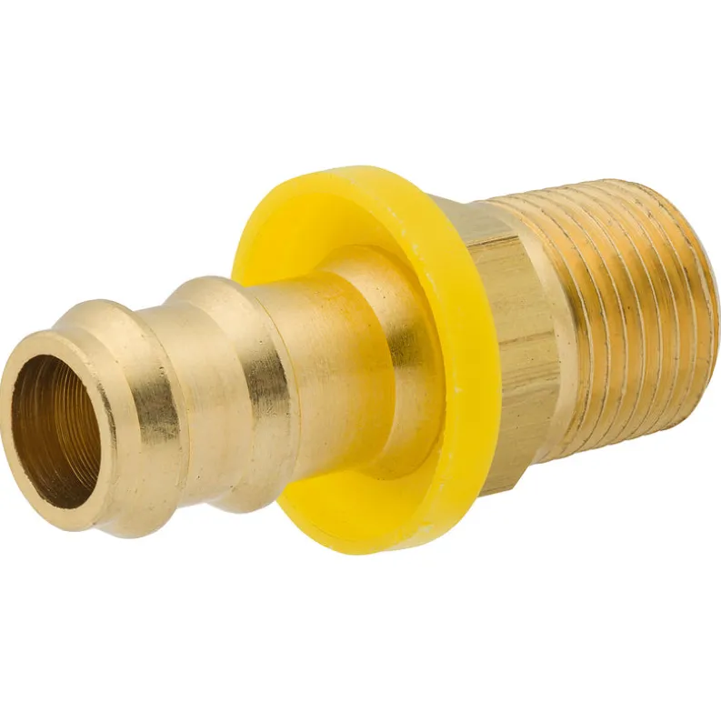 Push-On, Brass, 1/2" (3/8 NPTM), Bag of 10