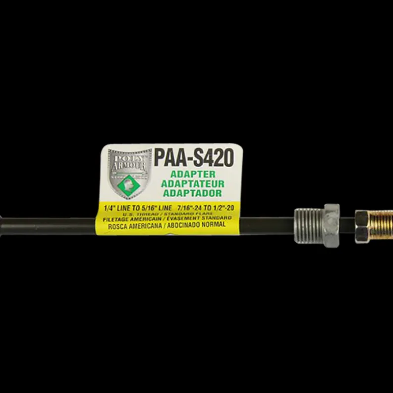 PVF Steel Brake Line Adapter, 1/4" x 8" (7/16-24 Inverted)(1/2-20 Inverted)