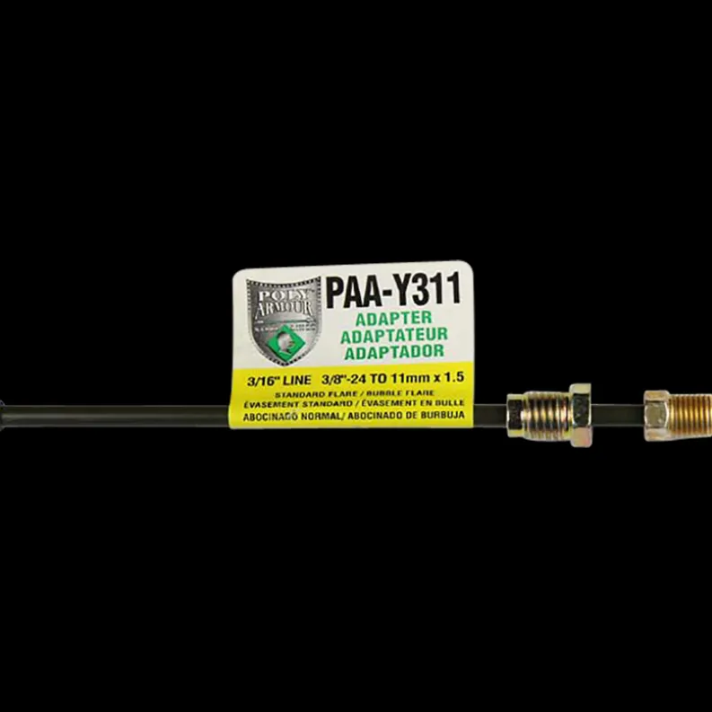 PVF Steel Brake Line Adapter, 3/16" x 8" (3/8-24 Inverted)(M11x1.5 Bubble)