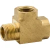 Street Tee, Brass, 3/8 NPTF, 3/8 NPTM, Bag of 1