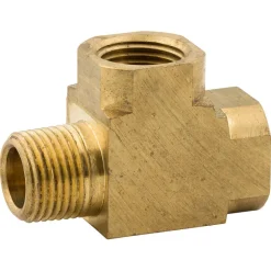 Street Tee, Brass, 3/8 NPTF, 3/8 NPTM, Bag of 1