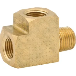 Street Tee, Brass, 1/8 NPTF, 1/8 NPTM, Bag of 1