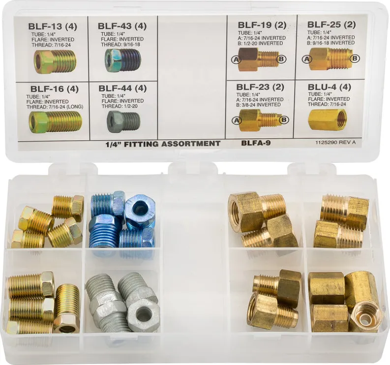 1/4" Tube Nut, Union, Adapter Fitting Assortment, 8 SKU, BLFA-9