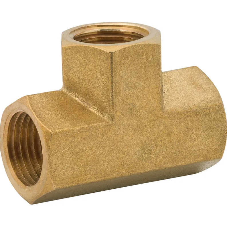Union Tee, Brass, F(3/8 NPTF), Bag of 1