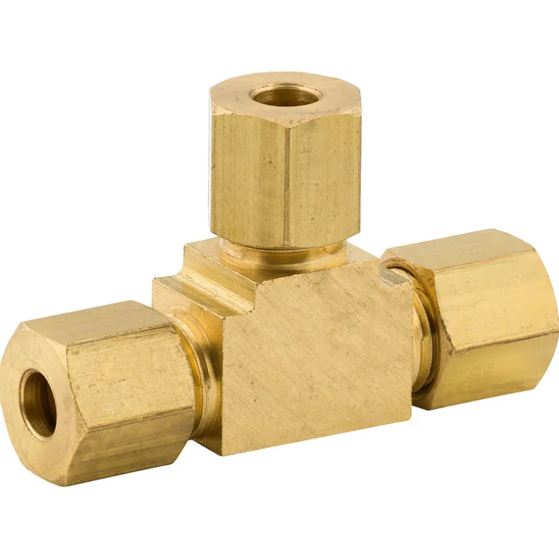 Union Tee Compression, Brass, 3/16", Bag of 1