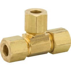 Union Tee Compression, Brass, 1/4", Bag of 1